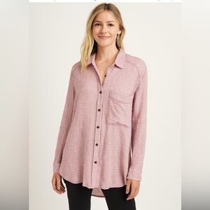FREE PEOPLE Shirt Button Down Striped Long Sleeve